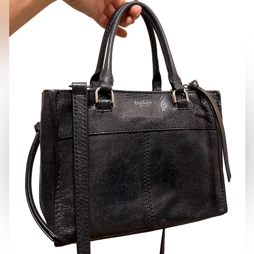 Botkier mini tote w/crossbody strap in black leather